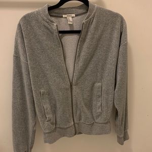 gray velvet bomber jacket